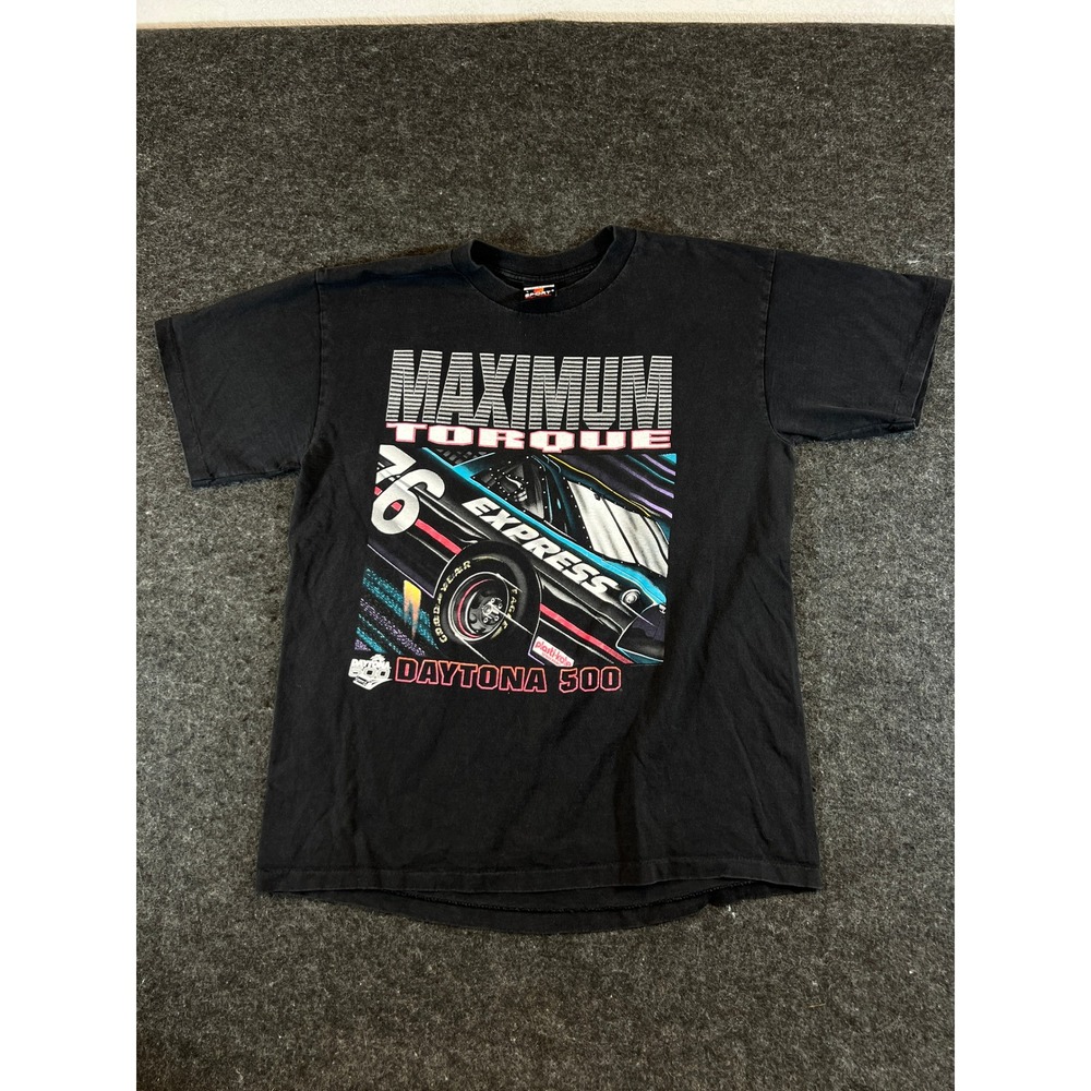 Vintage 90s Daytona 500 Maximum Torque Racing T-Shirt Mens Black Large Tee